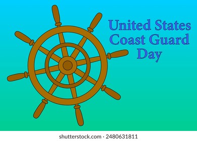 Celebrate United States Coast Guard Day with this vibrant illustration featuring a ships helm. Perfect for holiday-themed designs.