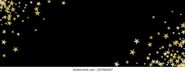 Celebrate Universe Vector Black Panoramic Background. Party Festive Sparkle Border. Starry Vector Black Panoramic Background Illustration. Luminous Glamour Dust Pattern.