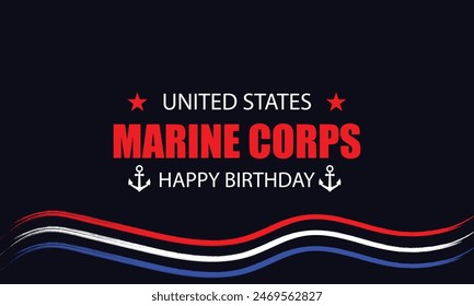 Celebrate the US Marine Corps Birthday with Patriotic Text Flag Design