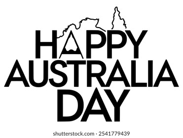 Celebre con la vibrante tipografía del Feliz Día de Australia en esta ilustración de Arte vectorial festivo! Perfecto para el orgullo australiano y el ambiente de vacaciones. #AustraliaDay #TypographyArt #AussiePride #CelebrateAustralia