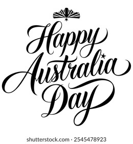 Celebre con la vibrante tipografía del Feliz Día de Australia en esta ilustración de Arte vectorial festivo! Perfecto para el orgullo australiano y el ambiente de vacaciones. #AustraliaDay #TypographyArt #AussiePride #CelebrateAustralia