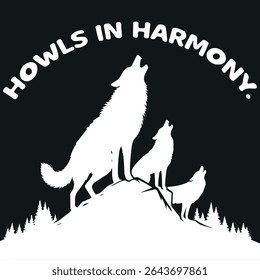 Celebrate the wild spirit with this “Howls in Harmony” t-shirt—perfect for wolf lovers, moon watchers, and night sky dreamers.