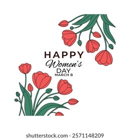 Celebrate Women's Day with this elegant greeting card featuring beautiful pink tulips on a white background. Perfect for sharing heartfelt messages and creating memorable moments.