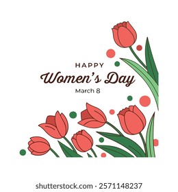 Celebrate Women's Day with this elegant greeting card featuring beautiful pink tulips on a white background. Perfect for sharing heartfelt messages and creating memorable moments.