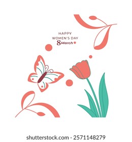 Celebrate Women's Day with this elegant greeting card featuring beautiful pink tulips on a white background. Perfect for sharing heartfelt messages and creating memorable moments.