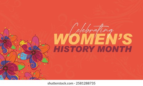 Celebrate Women's History Month in March, to women’s contribution to history, Women's rights,Poster, postcard, banner Vector illustration