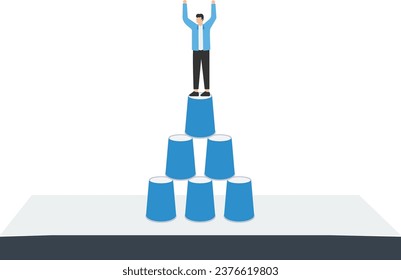 Celebrate work achievement, success or victory, winning prize or trophy, challenge or succeed in business competition concept

