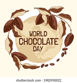 Celebrate world chocolate day with cocoa tree and globe