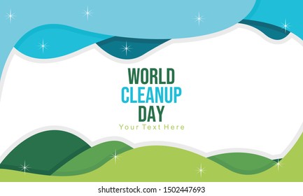 Celebrate World Cleanup Day. Paper cut wave style. Designed for web, banner, background, wallpaper, poster, etc. Suitable for your business