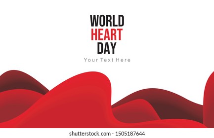 Celebrate World Heart Day. Creative Paper Cut Wave Style. Designed for banner, background, wallpaper, social media, etc. Suitable for your business.