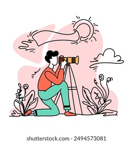 Celebrate World Photographer Day with stunning flat illustrations showcasing the beauty of photography. Join us in honoring the art and skill of talented photographers around the globe