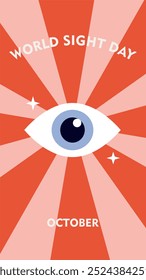 Comemore o Dia Mundial da Visão. Consciência para a saúde ocular e o bem-estar da visão. Ilustração do modelo de fundo do banner do Dia Mundial da Visão com saúde, óculos, elemento de ícone.