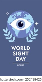 Comemore o Dia Mundial da Visão. Consciência para a saúde ocular e o bem-estar da visão. Ilustração do modelo de fundo do banner do Dia Mundial da Visão com saúde, óculos, elemento de ícone.