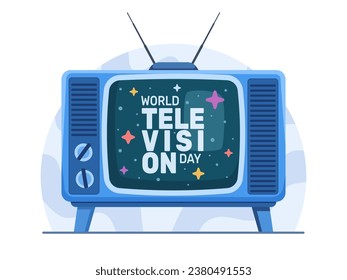 Celebrate World Television Day with this vintage blue television vector illustration. This classic design pays homage to the history of television and its enduring impact on our lives.