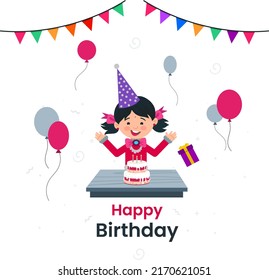 Celebrate your baby girl's birthday occasion illustration