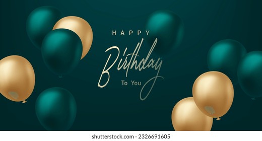 Celebrate your birthday background with beautiful green balloons vector illustration.