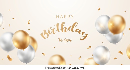 Celebrate your birthday background with beautiful balloons vector illustration.