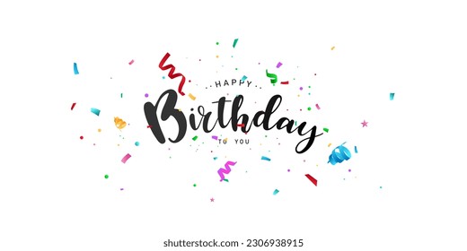 Celebrate your birthday background with colorful confetti vector illustration.