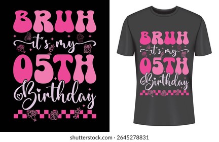 Comemore o quinto aniversário do seu filho com este design de t-shirt adorável e moderno. Apresenta uma vibração retrô elegante e detalhes rosa divertidos. Perfeito para um aniversário memorável.
