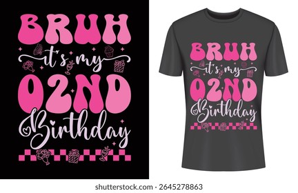 Celebrate your little one's second birthday with this cute and trendy design. A stylish retro aesthetic and pink color palette make it a memorable gift. Perfect for a party shirt.