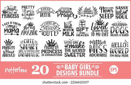 Celebrate Your Little Princess: A Collection of Adorable Baby Girl Quotes Graphic T-Shirt Designs Bundle