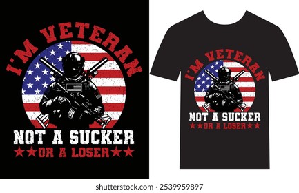 Celebrate your pride with our "I'm a Veteran, Not a Sucker or a Loser" t-shirt. This bold statement tee is perfect for honoring your service and showing off your veteran spirit. Made from soft, high-q