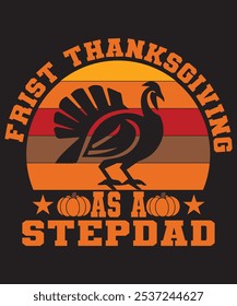 Celebrate your role as a proud stepdad this holiday season with our “My First Thanksgiving as a Step Dad – Proud Bonus Dad Turkey T-Shirt.” Perfect for blended families, this comfortable tee features 