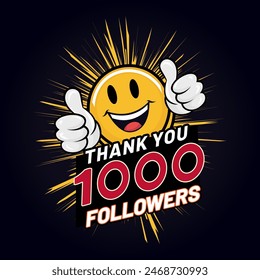 Celebrate your social media milestone with our "1000 Followers Thank You" illustration, available as a high-quality EPS digital file.