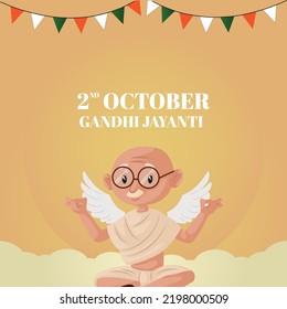 Celebrated 2nd October Gandhi Jayanti national festival banner design template. 