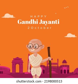 Celebrated 2nd October Gandhi Jayanti national festival banner design template. 