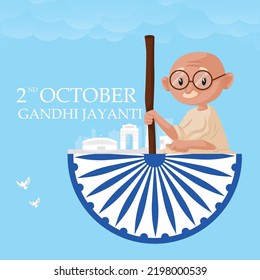 Celebrated 2nd October Gandhi Jayanti national festival banner design template. 