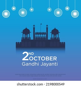 Celebrated 2nd October Gandhi Jayanti national festival banner design template. 