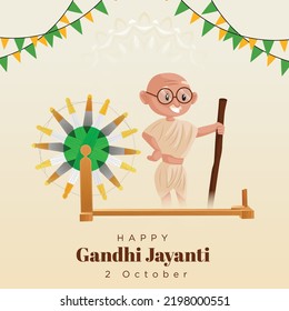 Celebrated 2nd October Gandhi Jayanti national festival banner design template. 