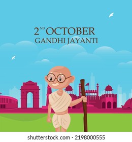 Celebrated 2nd October Gandhi Jayanti national festival banner design template. 