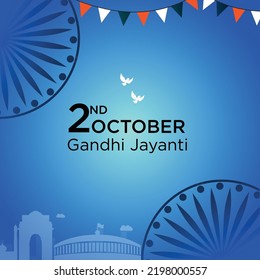 Celebrated 2nd October Gandhi Jayanti national festival banner design template. 