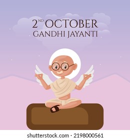 Celebrated 2nd October Gandhi Jayanti national festival banner design template. 