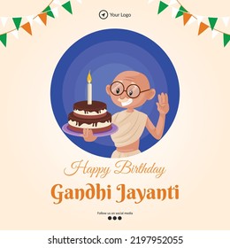 Celebrated 2nd October happy birthday Gandhi Jayanti banner design.