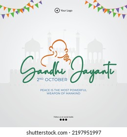 Celebrated 2nd October happy Gandhi Jayanti banner design.