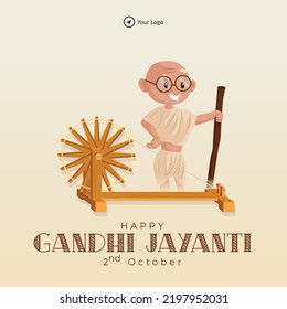 Celebrated 2nd October happy Gandhi Jayanti banner design.