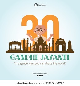 Celebrated 2nd October happy Gandhi Jayanti banner design.