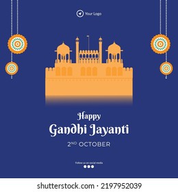 Celebrated 2nd October happy Gandhi Jayanti banner design.