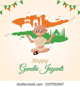 Celebrated 2nd October happy Gandhi Jayanti banner design.