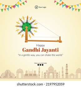 Celebrated 2nd October happy Gandhi Jayanti banner design.