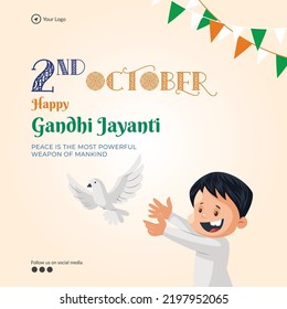 Celebrated 2nd October happy Gandhi Jayanti banner design.