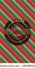 Celebrated christmas colors style emblem. Vector Illustration. Detailed.