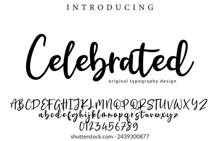 Celebrated Font Stylish brush painted an uppercase vector letters, alphabet, typeface