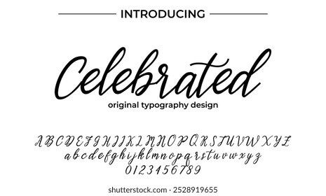 Celebrated Font Stylish brush painted an uppercase vector letters, alphabet, typeface