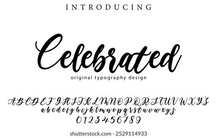 Celebrated Font Stylish brush painted an uppercase vector letters, alphabet, typeface