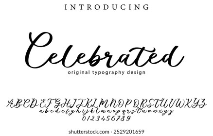 Celebrated Font Stylish brush painted an uppercase vector letters, alphabet, typeface