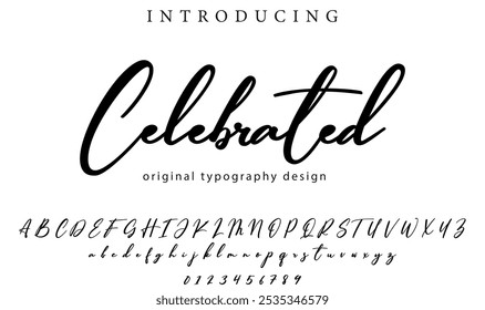 Celebrated Font Stylish brush painted an uppercase vector letters, alphabet, typeface